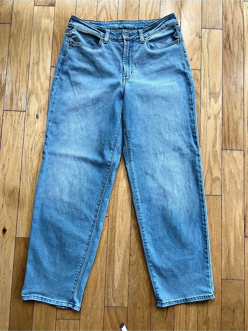 Old Navy High-Waisted Wow Loose Jeans Straight Leg Blue Waist 10